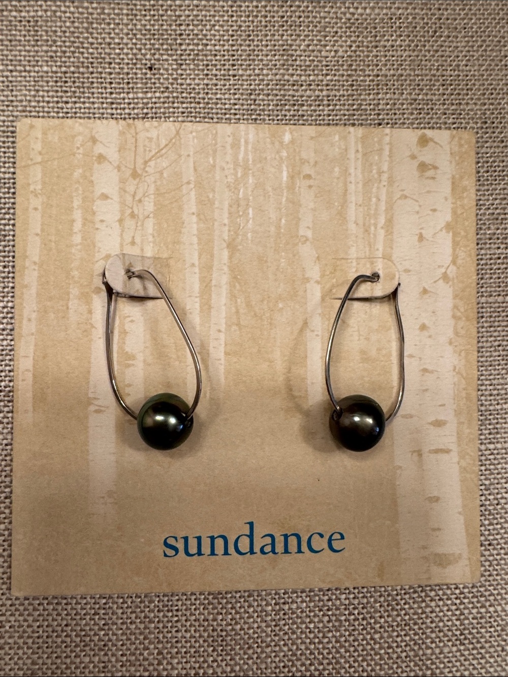 Sundance Handcrafted Silver Hoops with Tahitian Black Pearl Drop Earrings